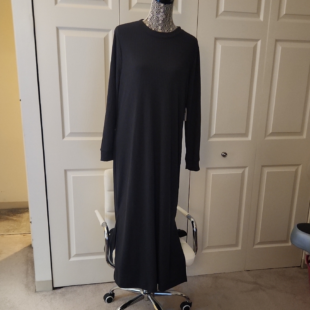 Old Navy Dark Gray  Long Sleeve Crew Neck Dress